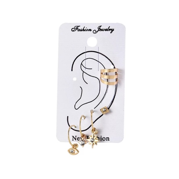 ⚜️[𝟯/$𝟭𝟴]⚜️Gold Crystal 5 Earrings Boho Set NEW - Picture 5 of 7